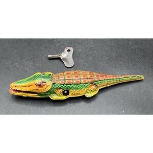 Vtg GAMA Tin Litho Windup Alligator Toy Made In West GERMANY D.B.G.M. W Key -T29